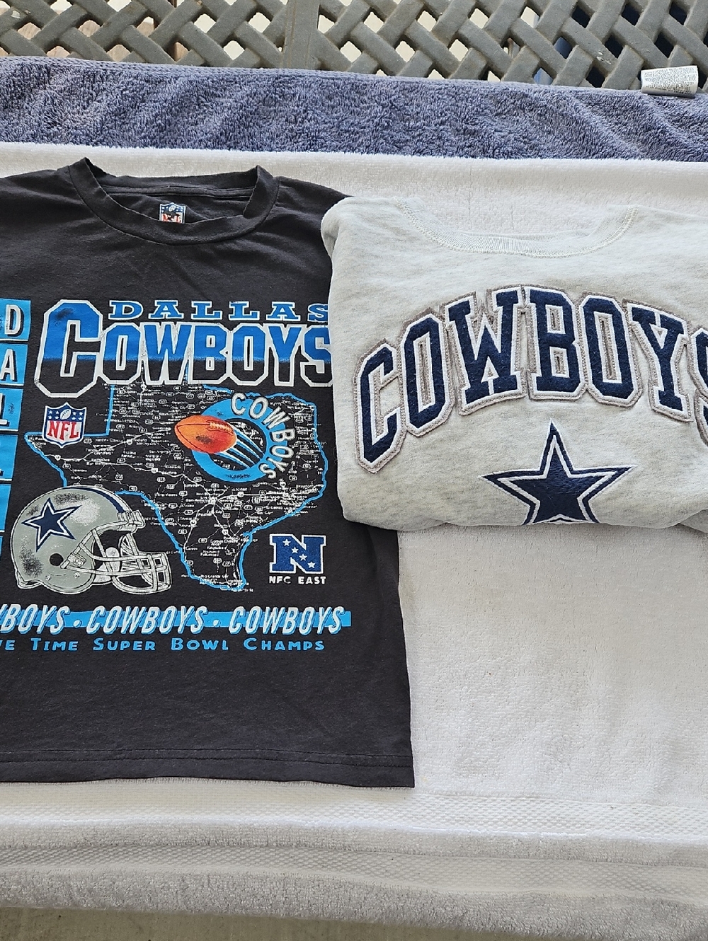 NFL Kids Dallas Cowboys Black Graphic Tee 5/6 & Gray Sweatshirt 7/8